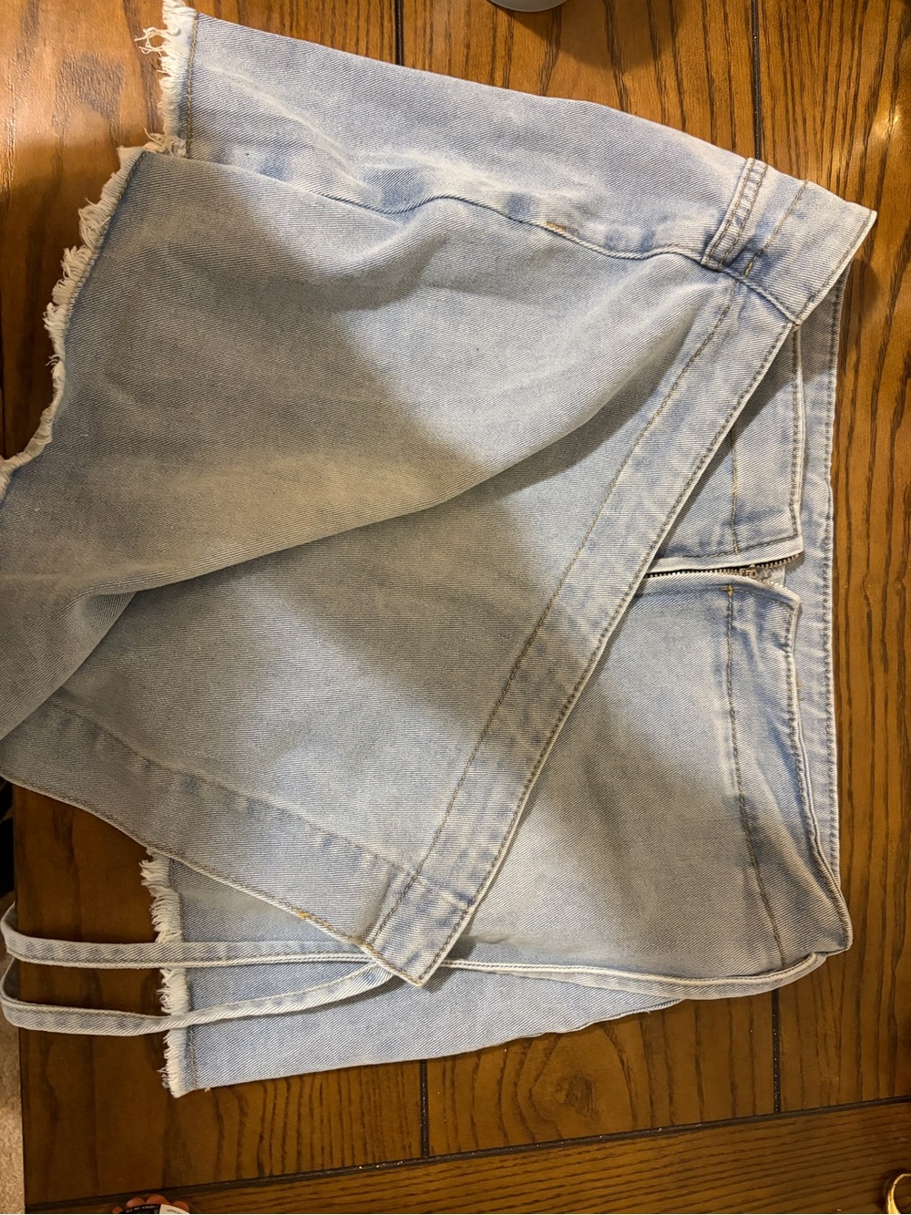 Light Wash Denim Women’s Wrap Shorts - Light Blue